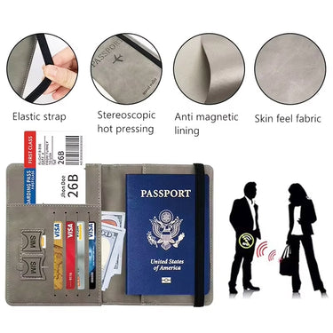 Portable leather travel passport holder